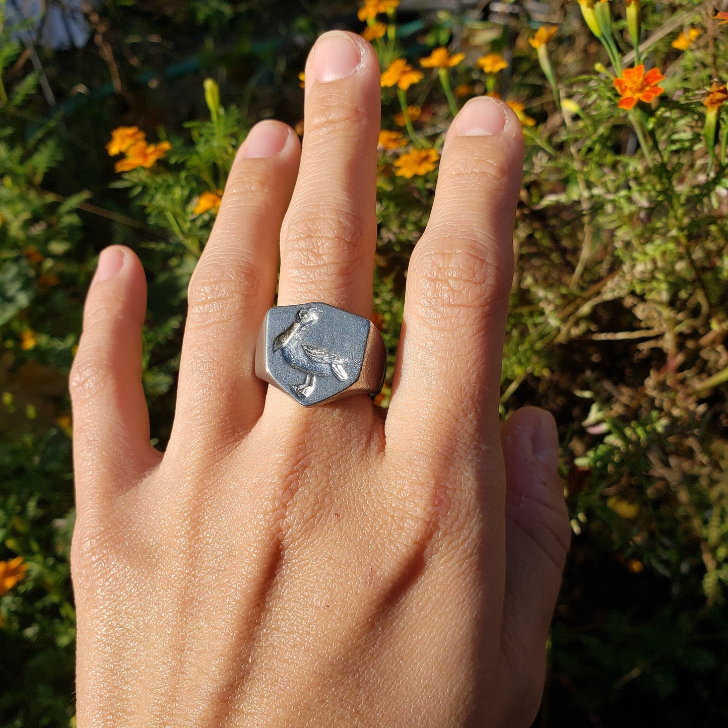 Pelican wax seal signet ring