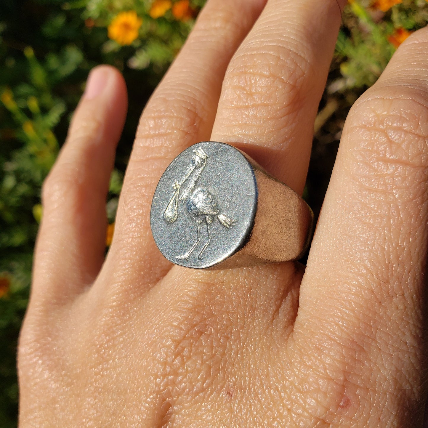 Delivery stork wax seal signet ring