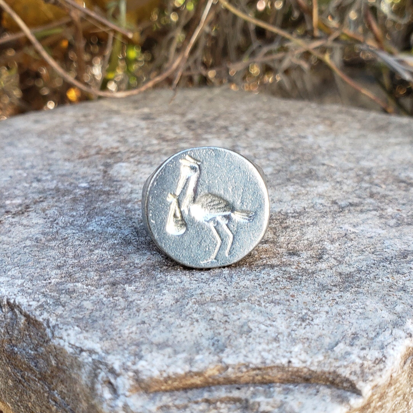 Delivery stork wax seal signet ring