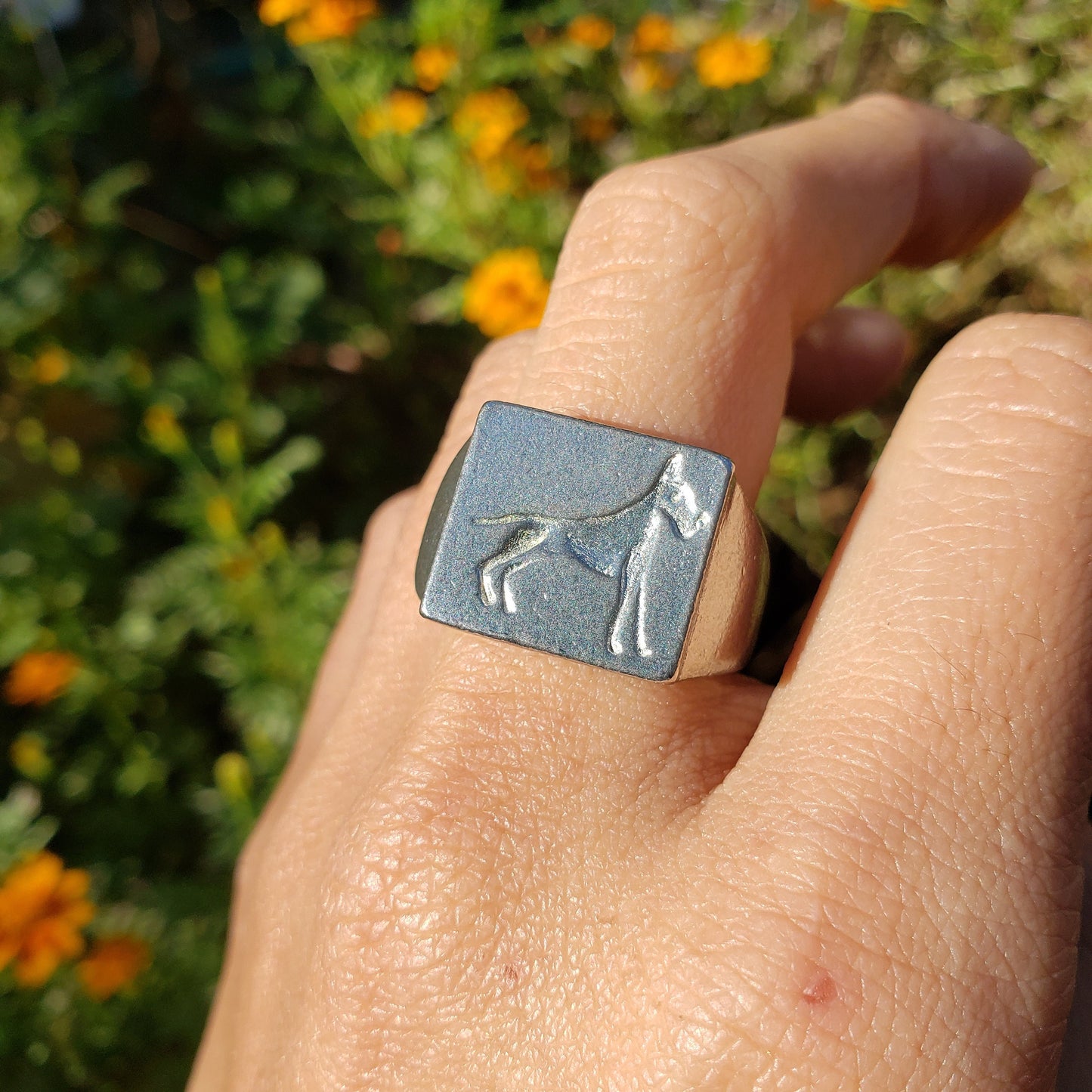 Hound wax seal signet ring