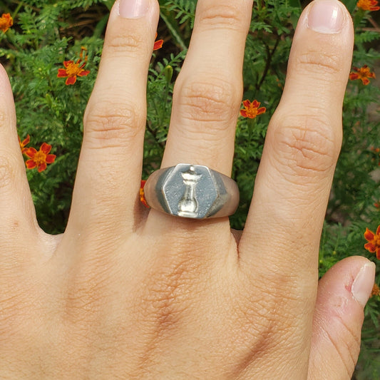 Queen chess piece wax seal signet ring