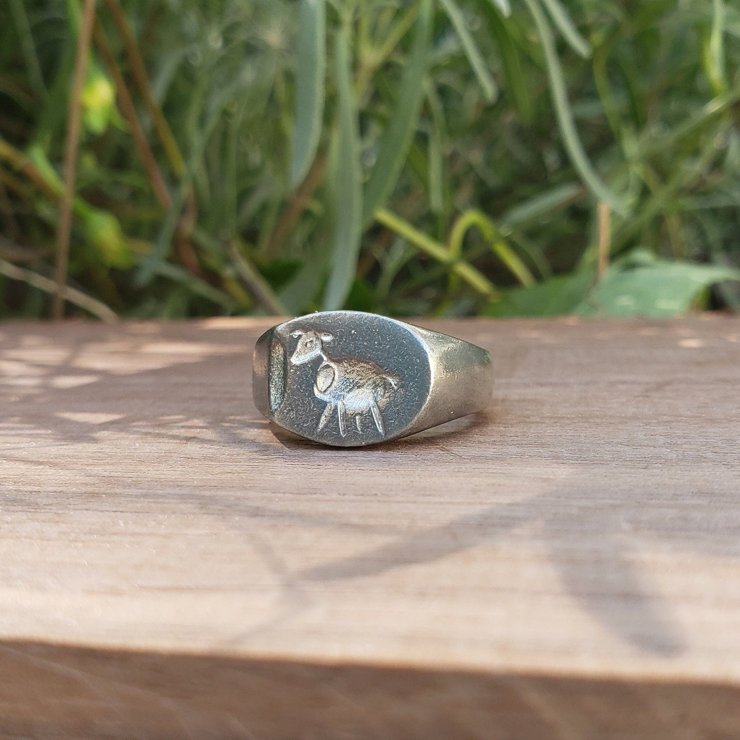 Olive ewe wax seal signet ring