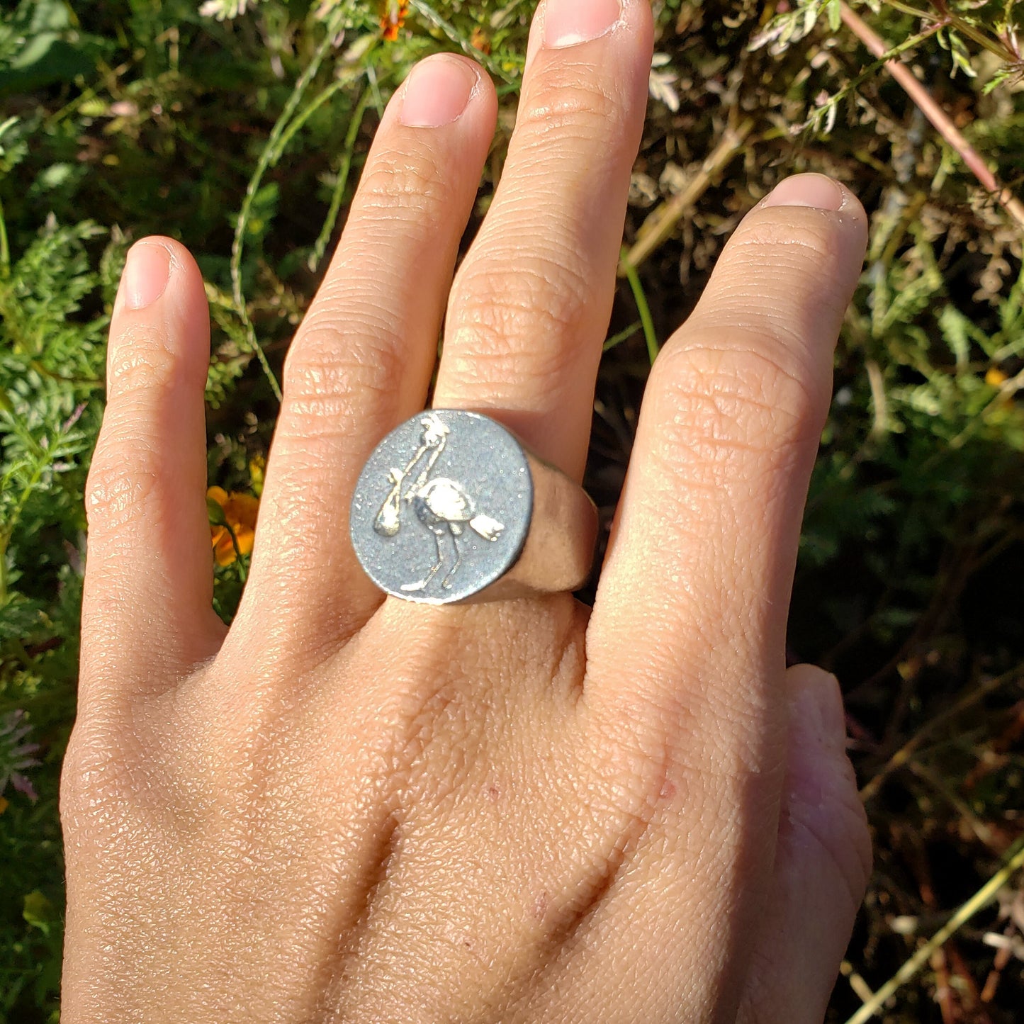 Delivery stork wax seal signet ring