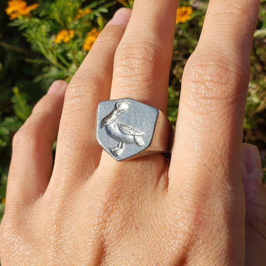 Pelican wax seal signet ring