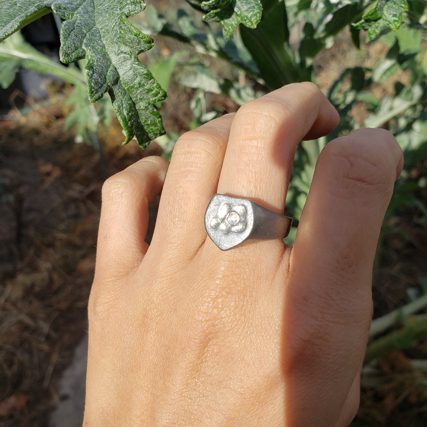 Fried egg wax seal signet ring