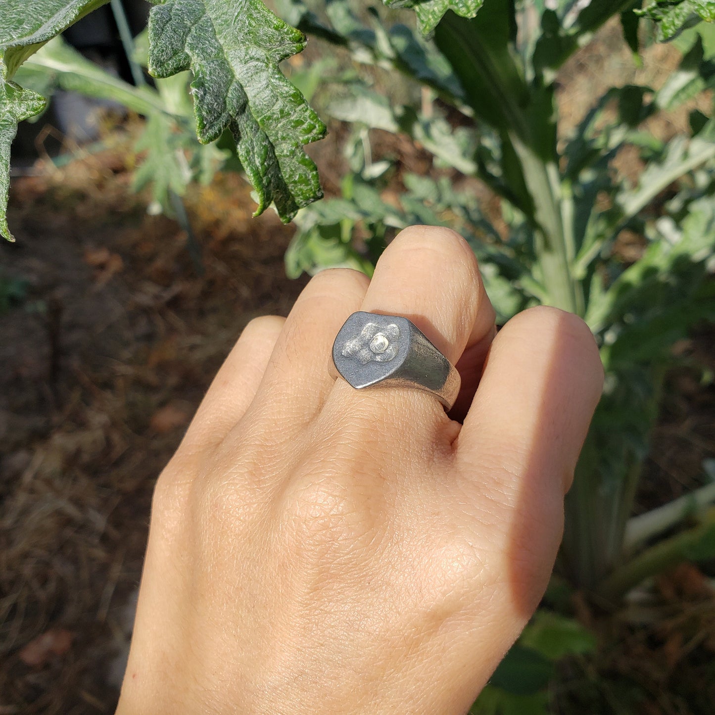 Fried egg wax seal signet ring