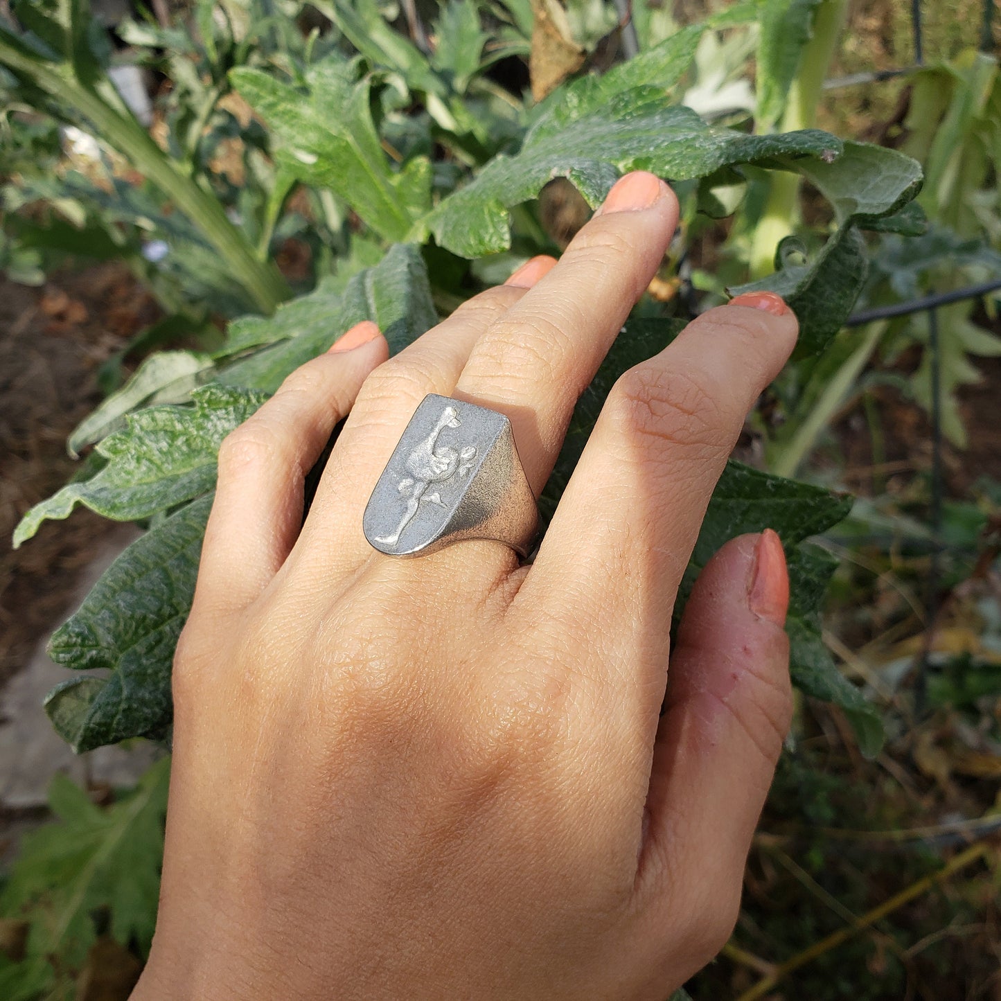 Leggy bird wax seal signet ring