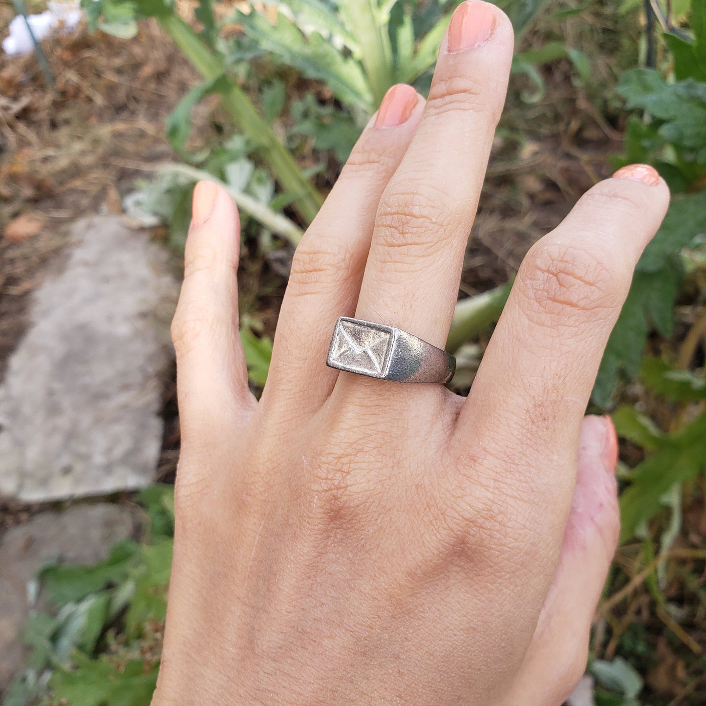 Letter wax seal signet ring