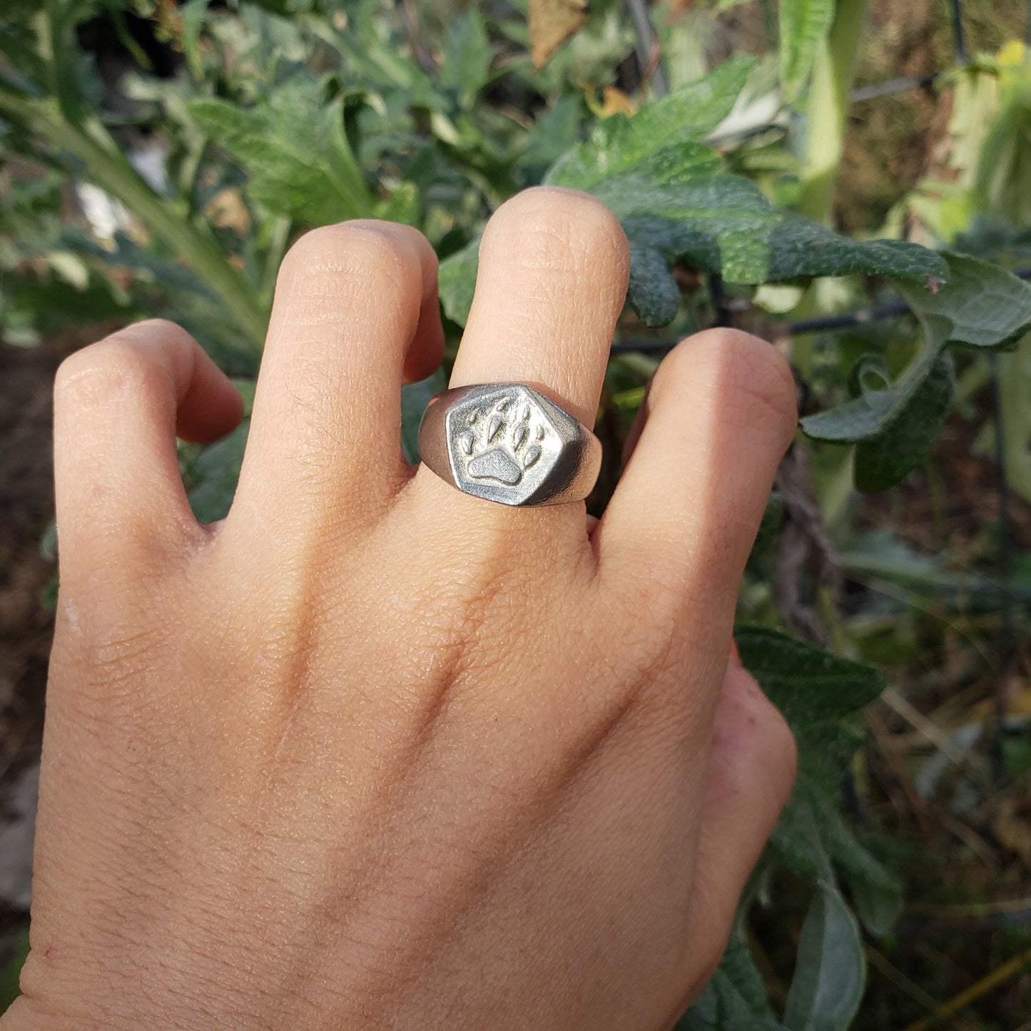 Paw print wax seal signet ring