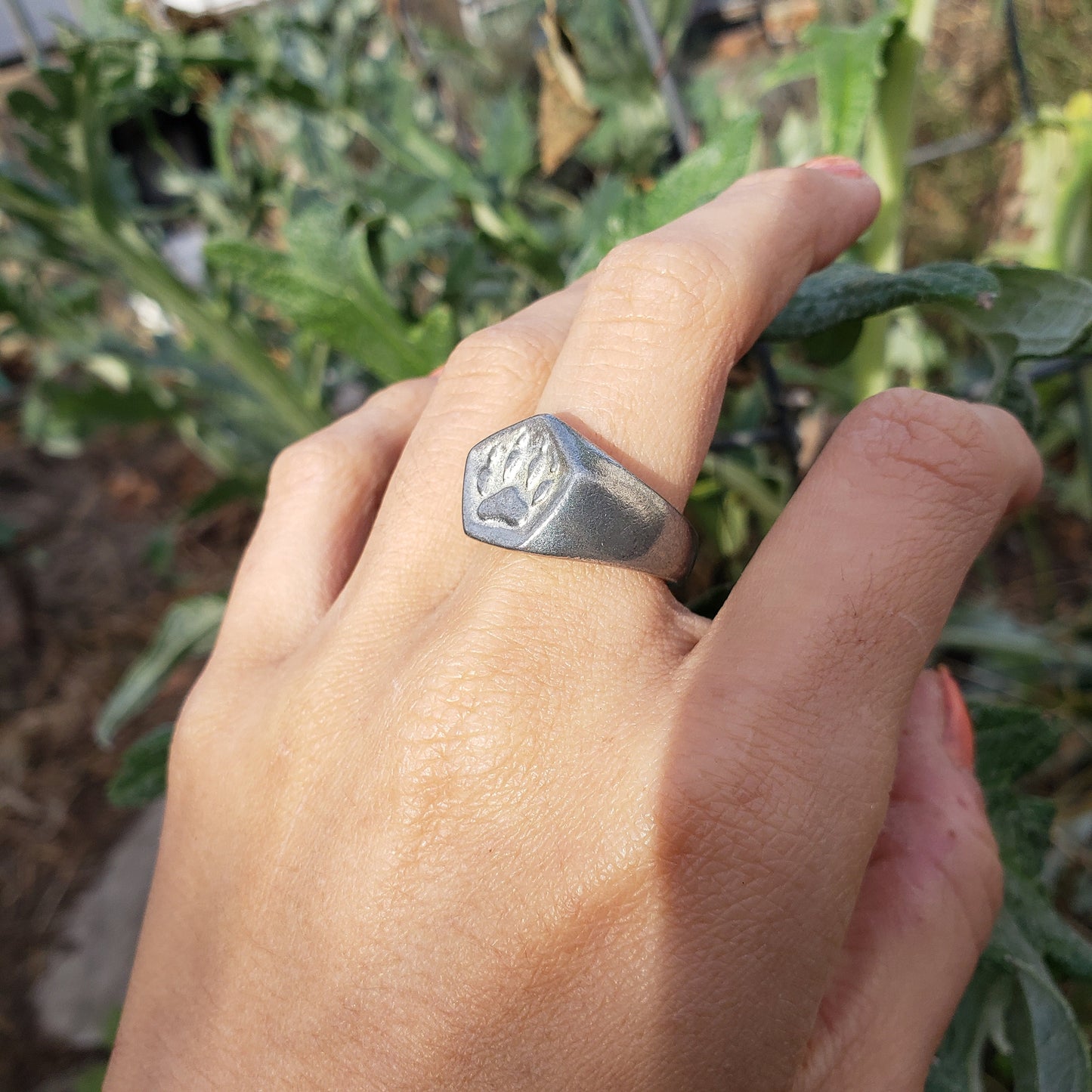 Paw print wax seal signet ring