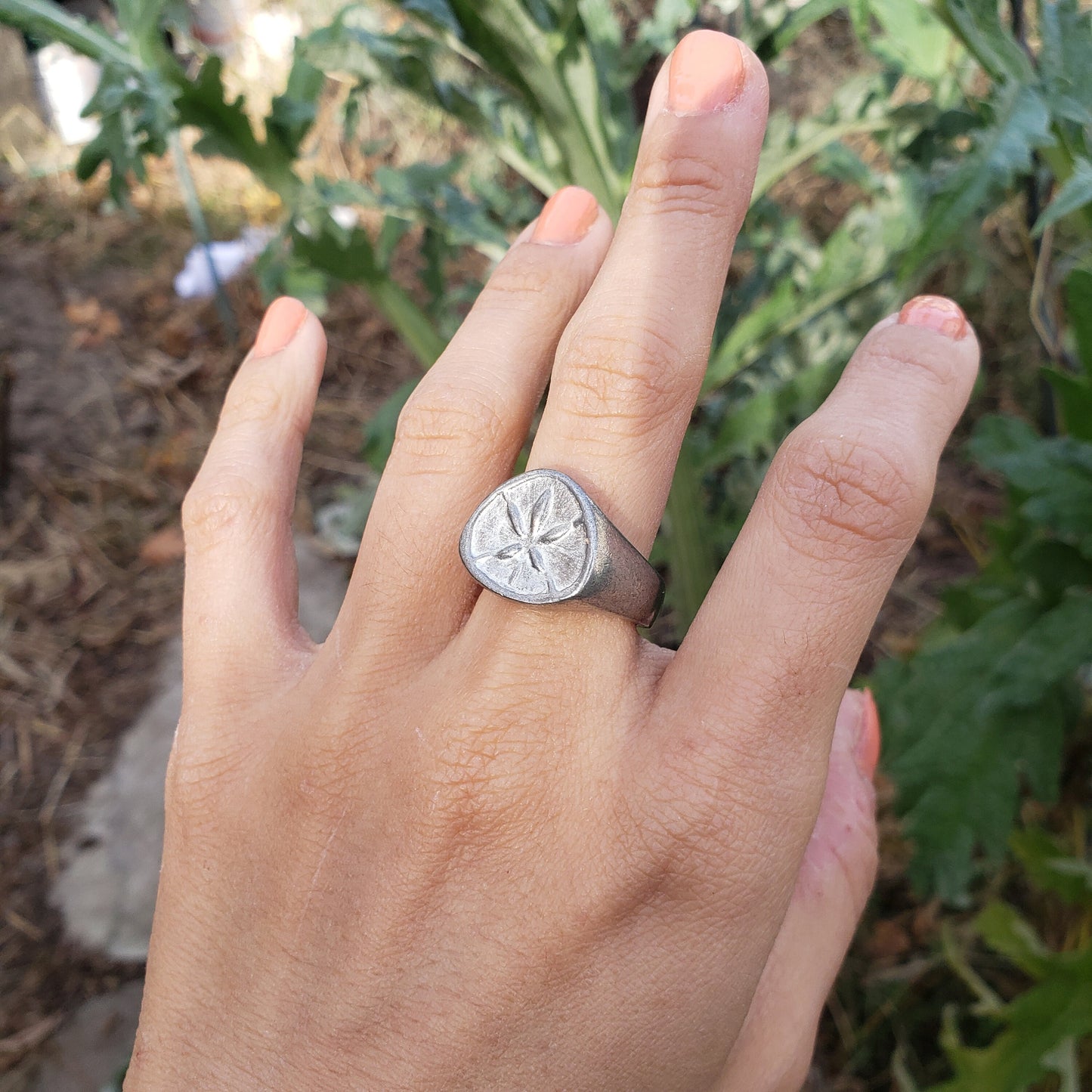 sand dollar wax seal signet ring