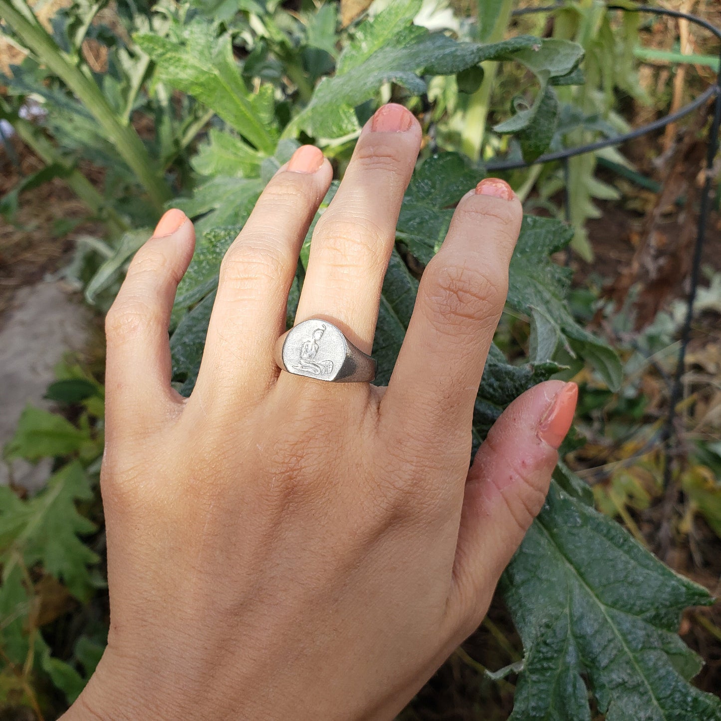 Seated haenyeo wax seal signet ring