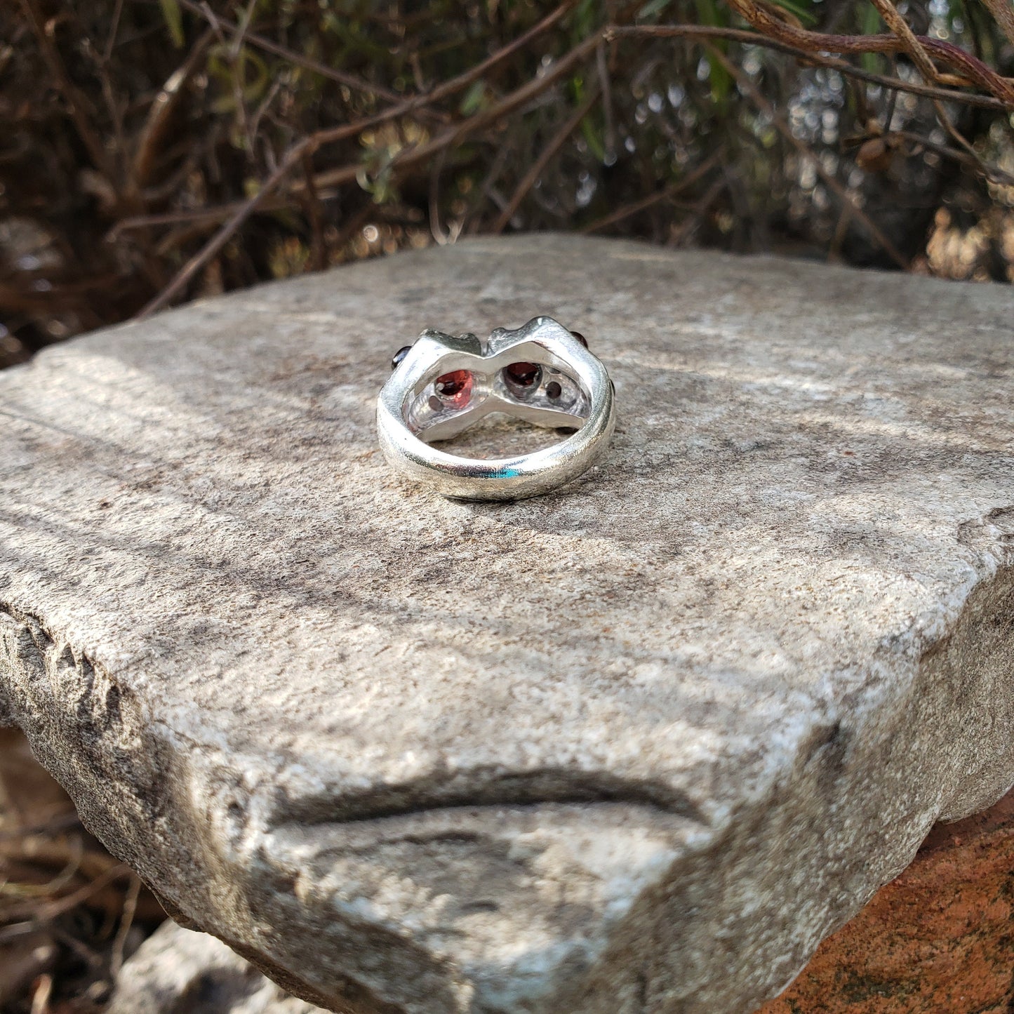 double pentagonal garnet ring