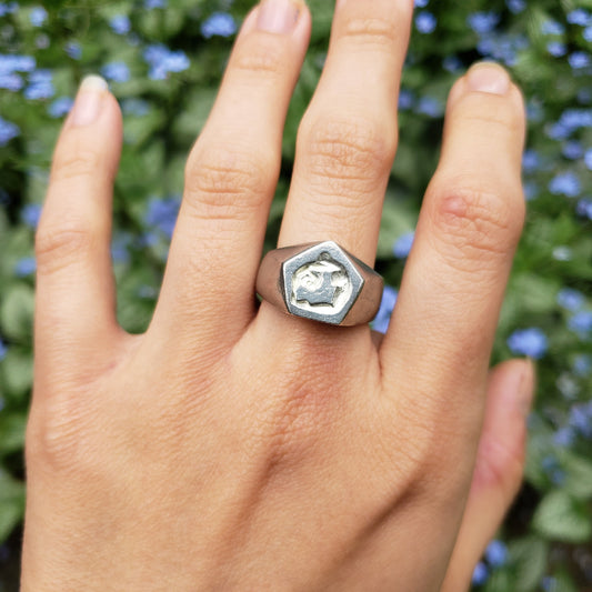 Back bend wax seal signet ring