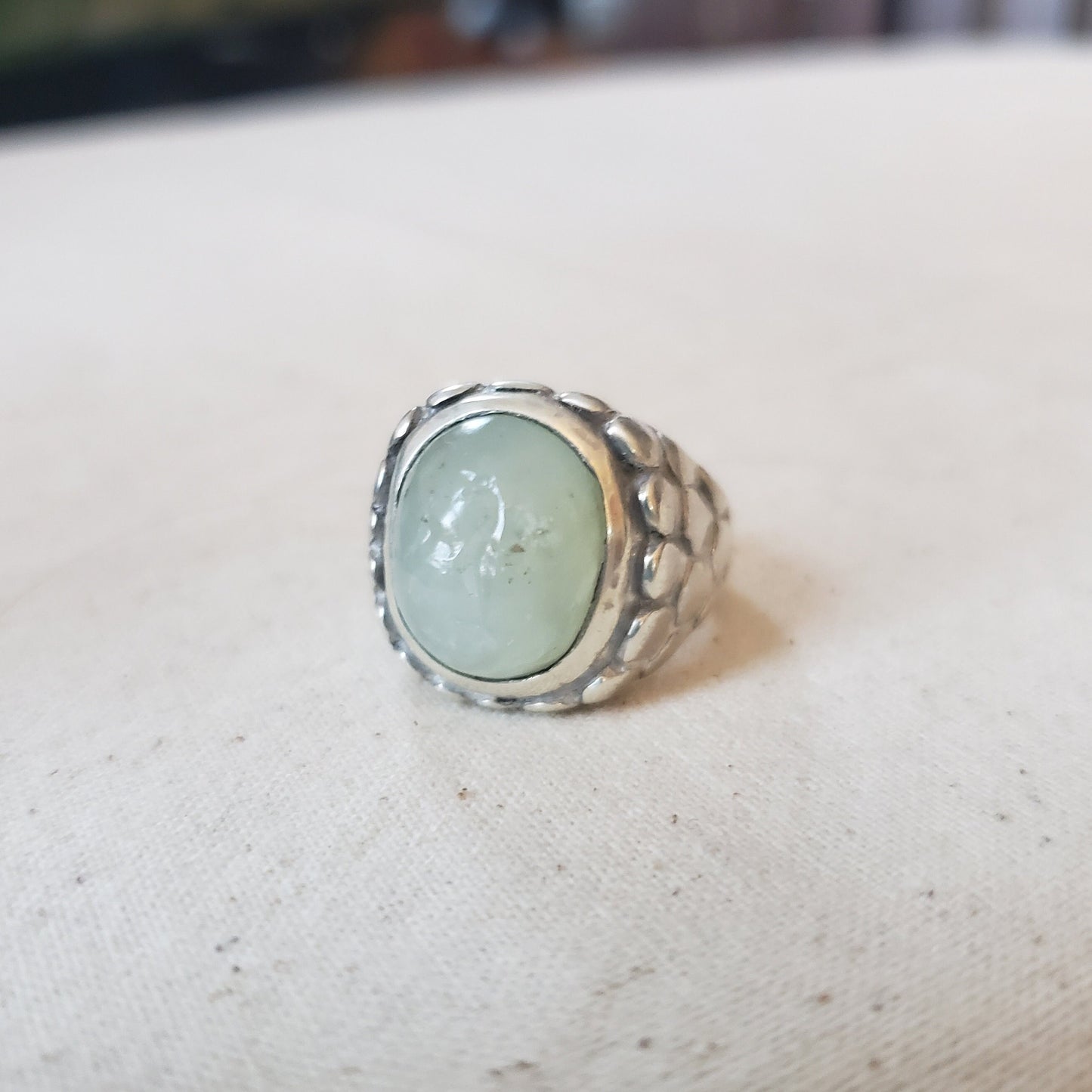 dragon intaglio nephrite jade signet ring