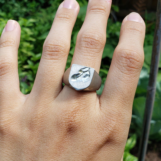 old shoe wax seal signet ring