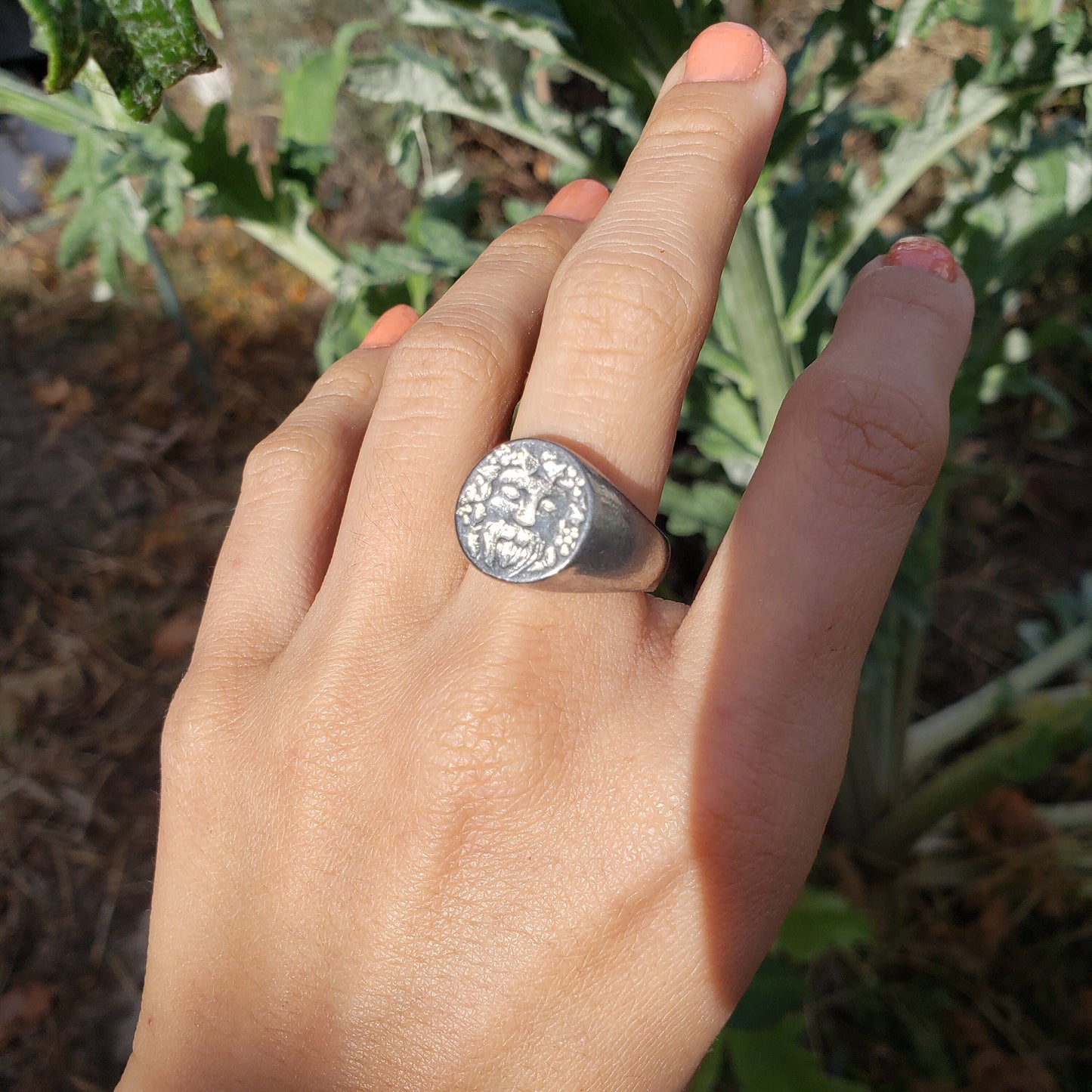 Bacchus wax seal signet ring