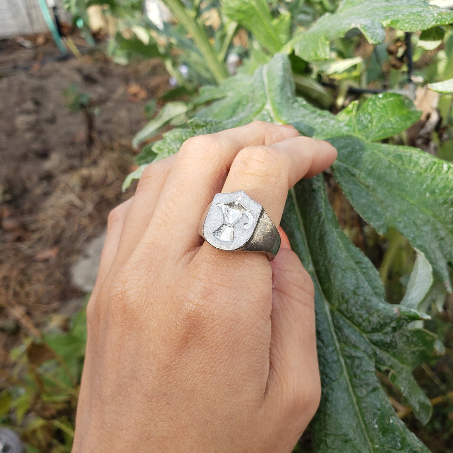 Coffee percolator wax seal signet ring