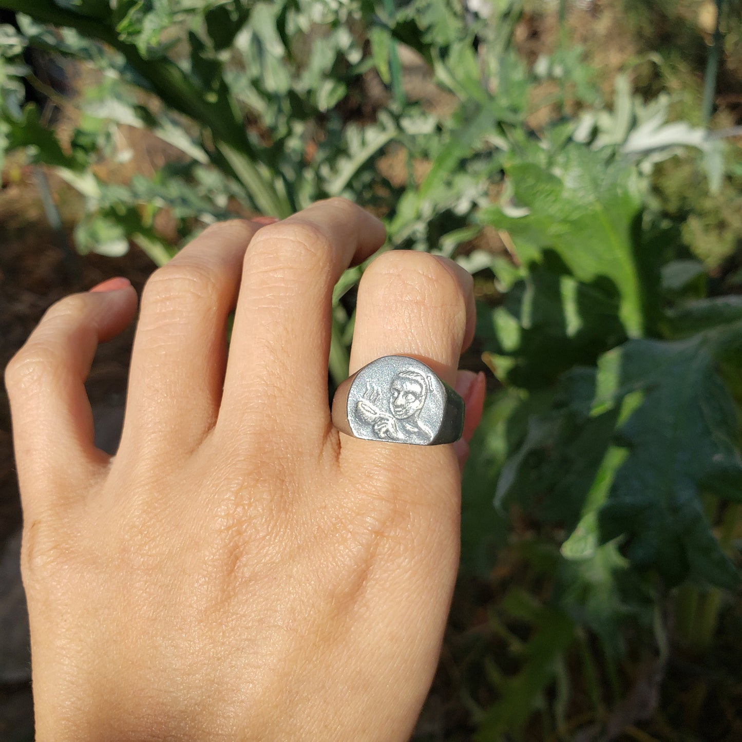 Drinking coffee wax seal signet ring