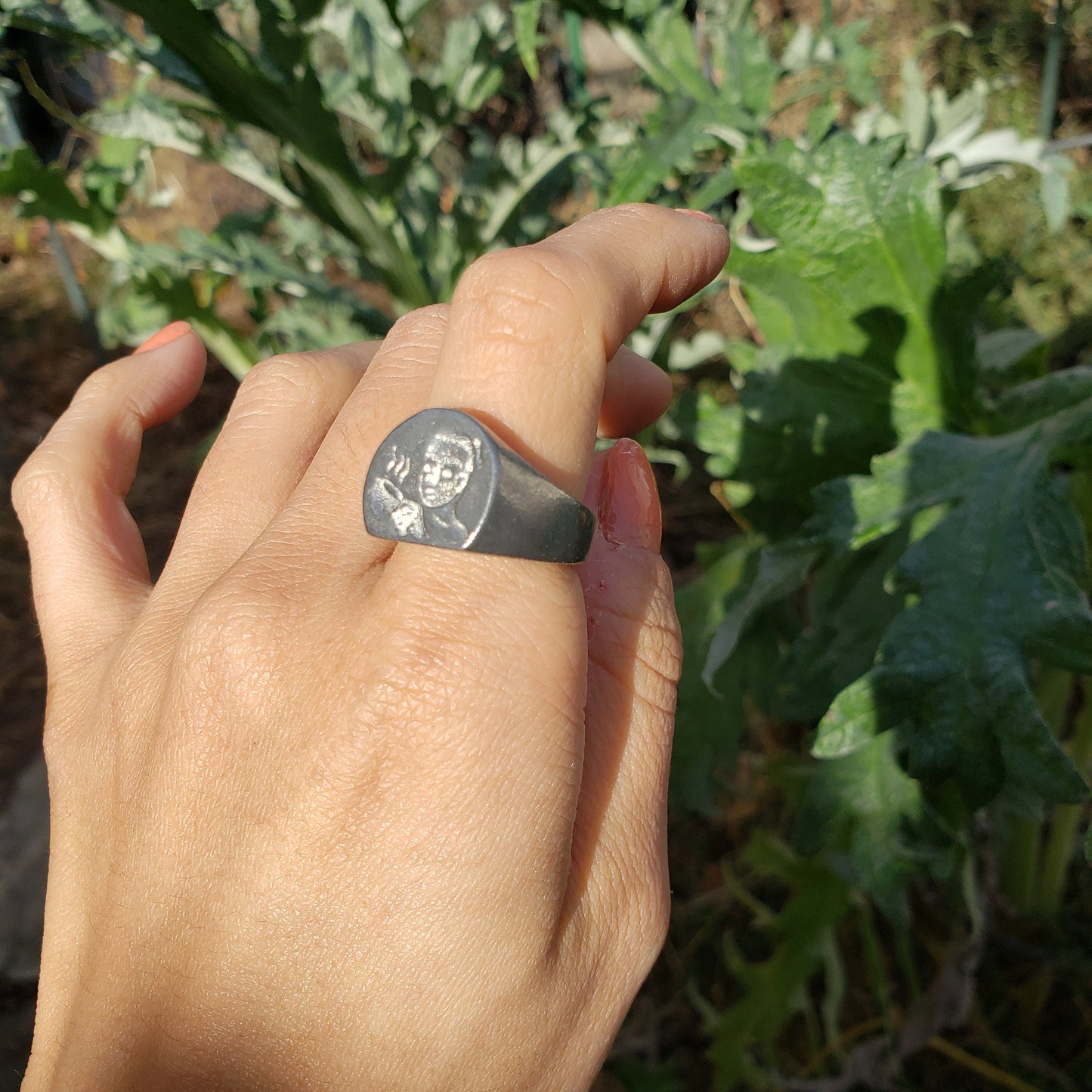 Drinking coffee wax seal signet ring