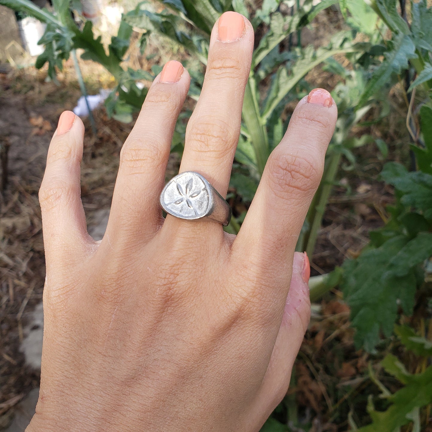 sand dollar wax seal signet ring