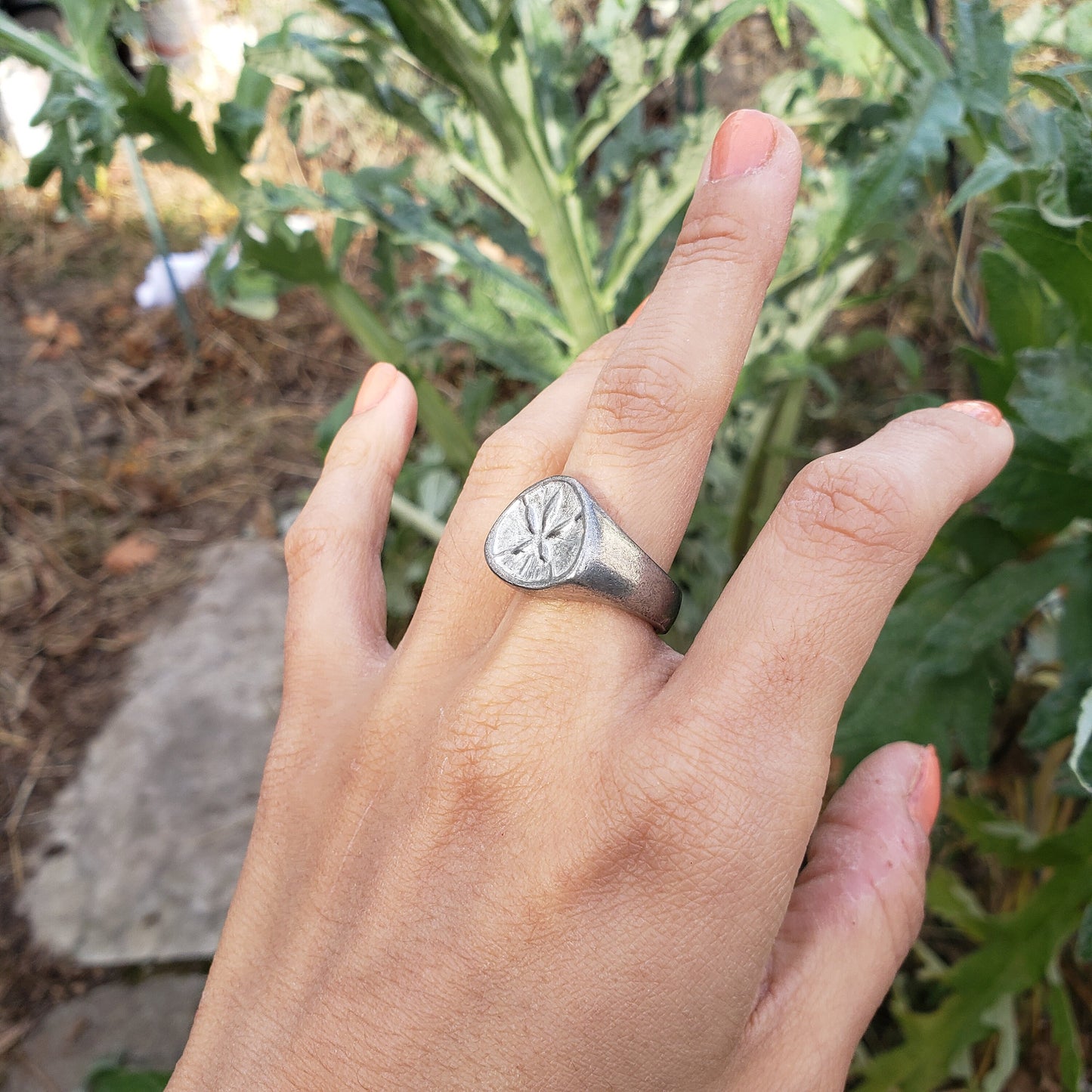 sand dollar wax seal signet ring