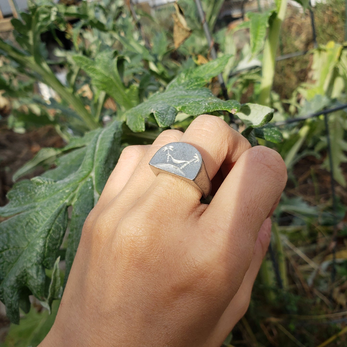 Tropical island wax seal signet ring