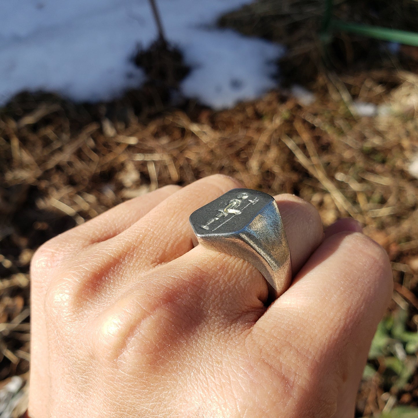 Knight wax seal signet ring