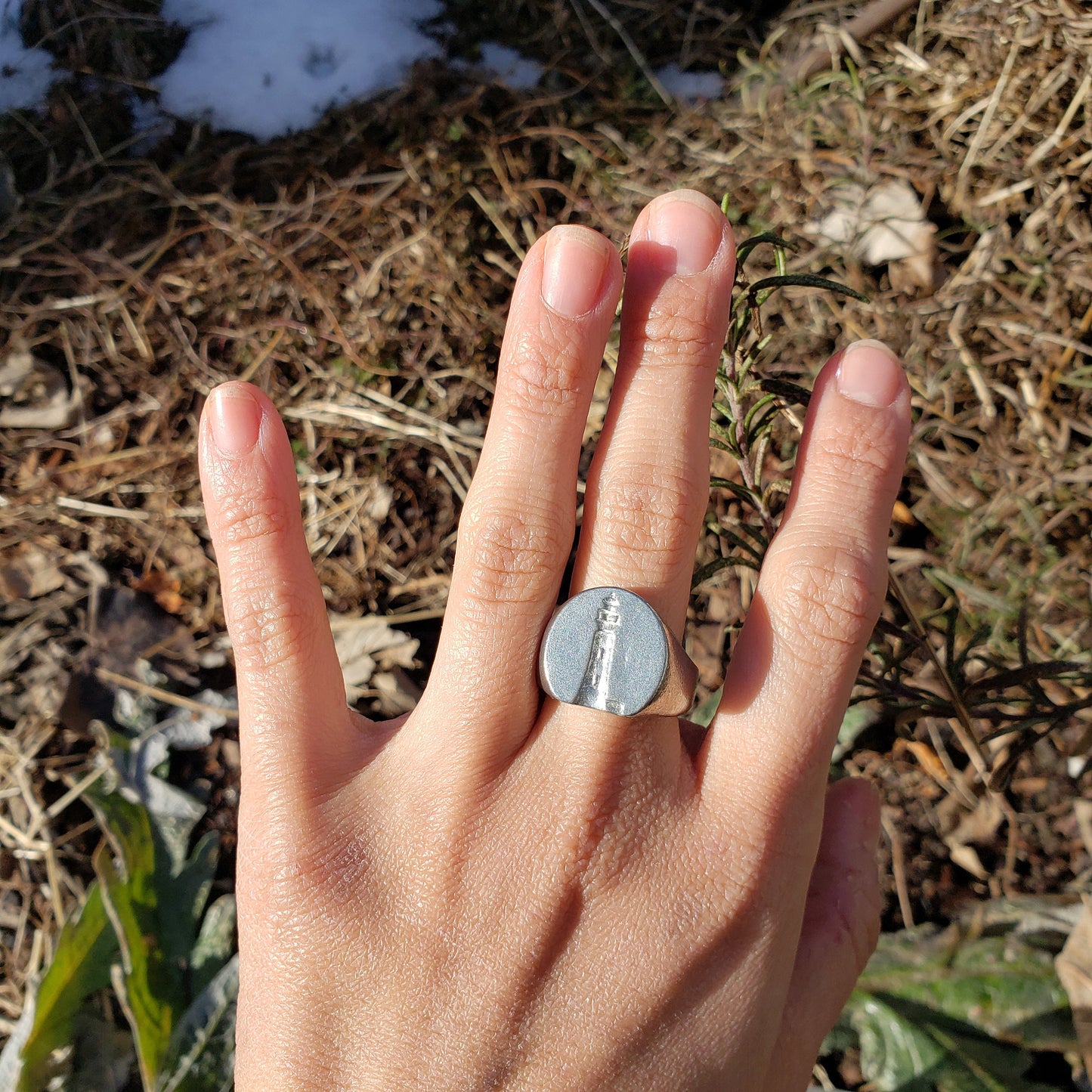 Lighthouse wax seal signet ring