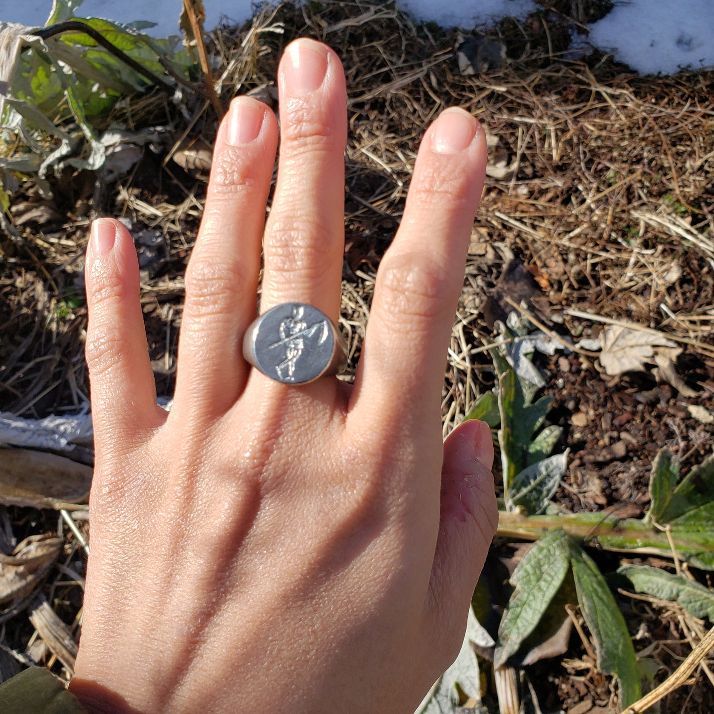 Sexy death memento mori wax seal signet ring