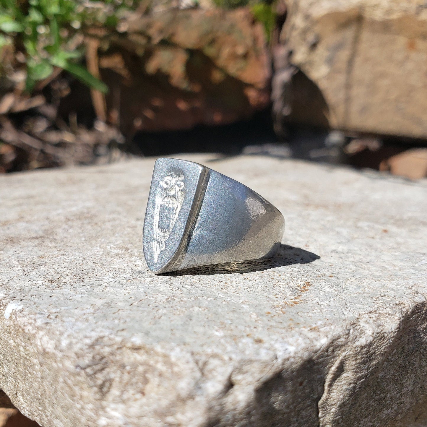 long face wax seal signet ring