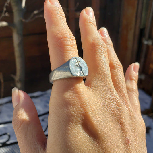 Sword and shield wax seal signet ring