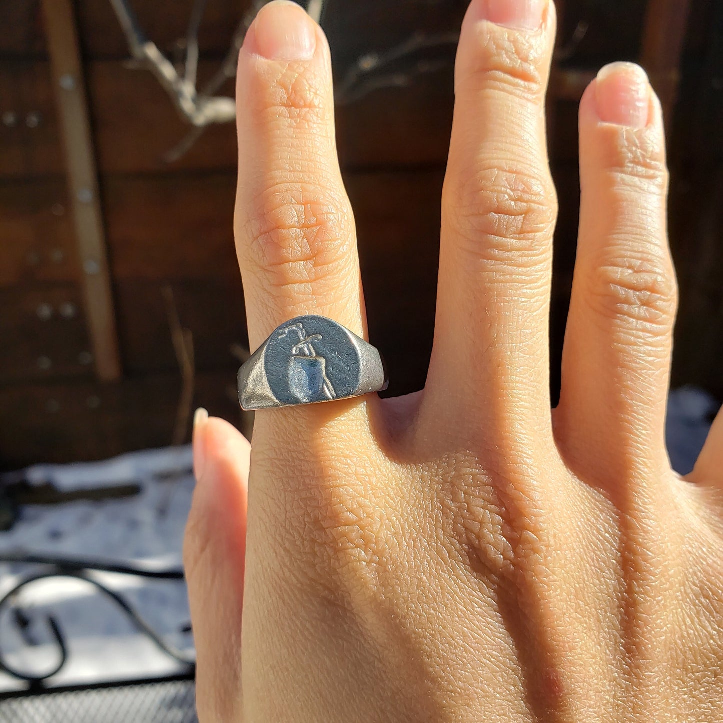 Sword and shield wax seal signet ring