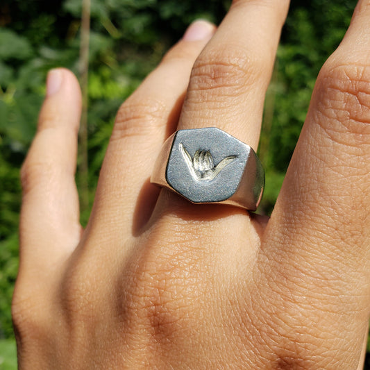 shaka sign wax seal signet ring