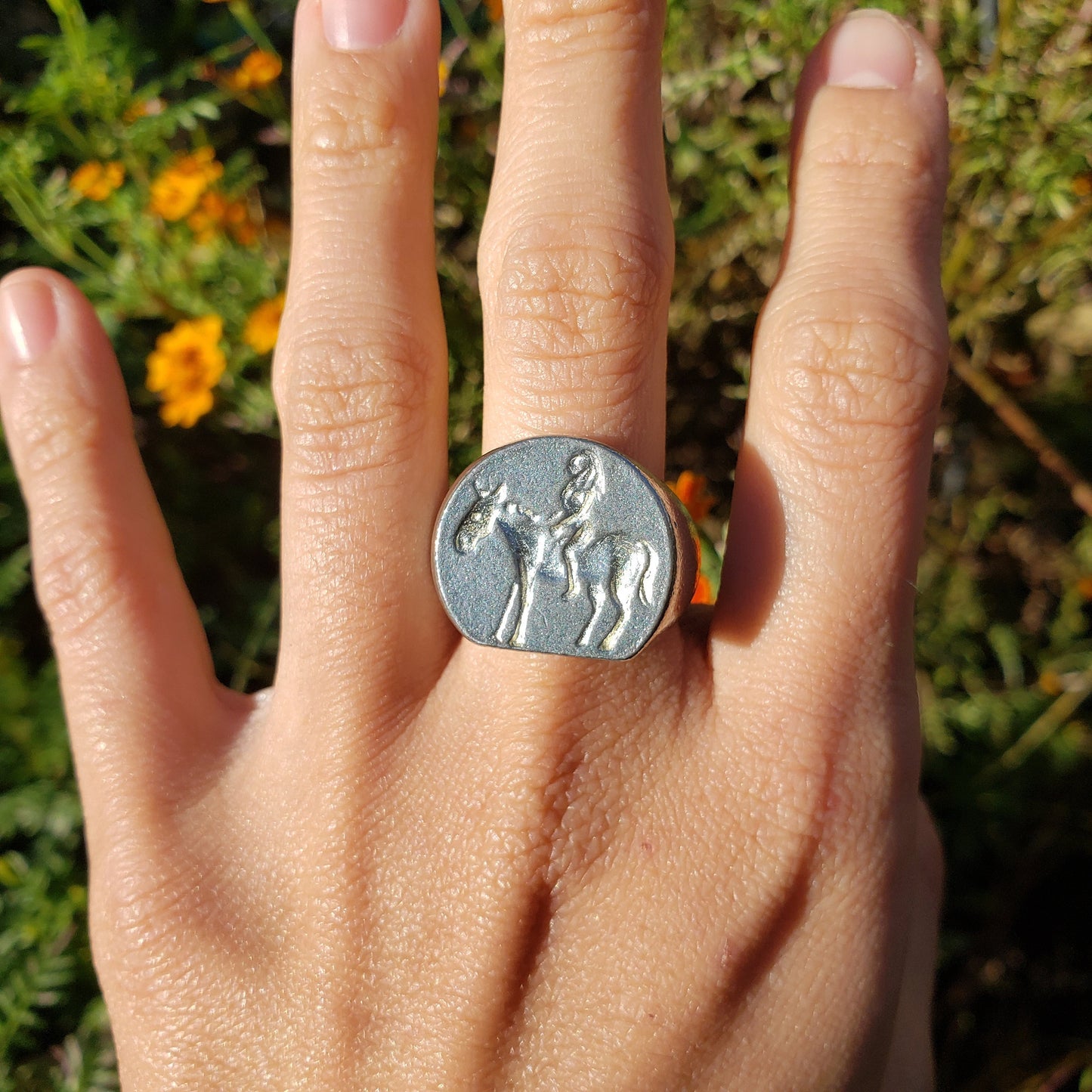 Lady Godiva wax seal signet ring