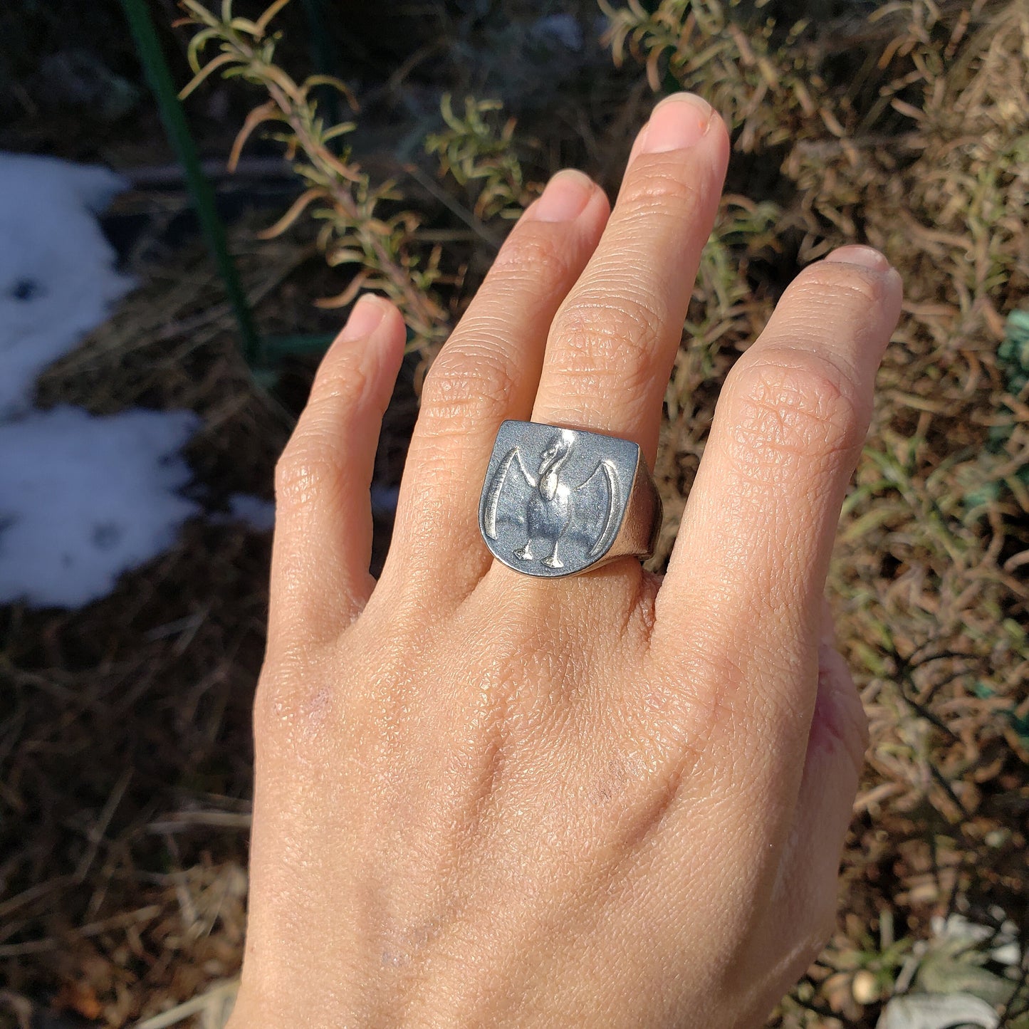 Aggro swan wax seal signet ring