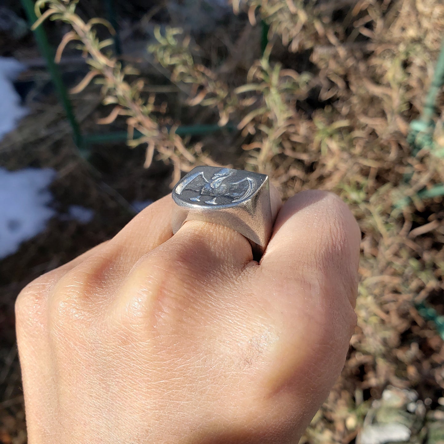 Aggro swan wax seal signet ring