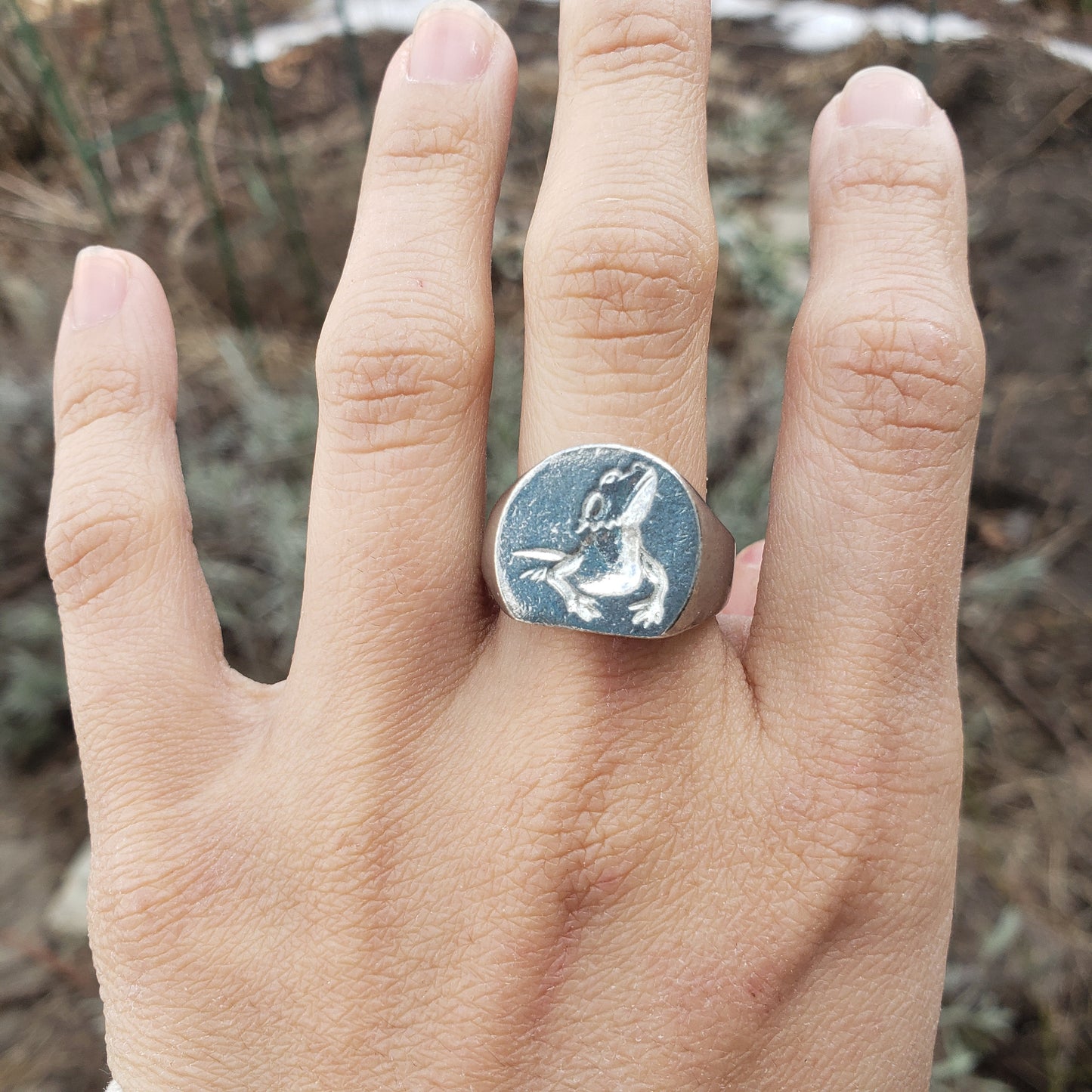 Bearded dragon wax seal signet ring