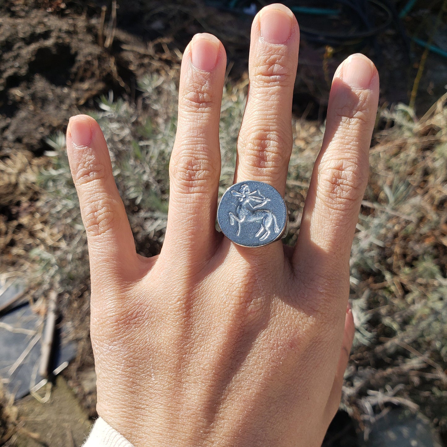 Centaur archer wax seal signet ring