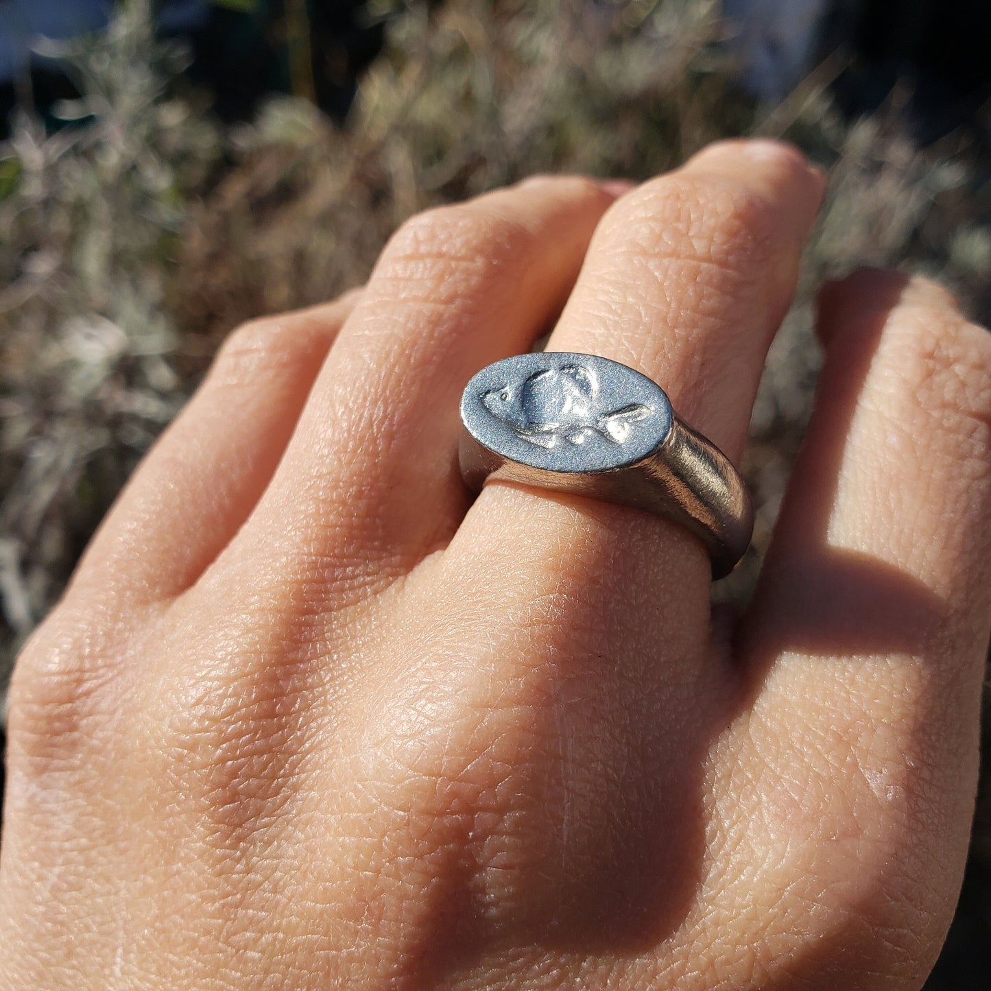 Goldfish wax seal signet ring