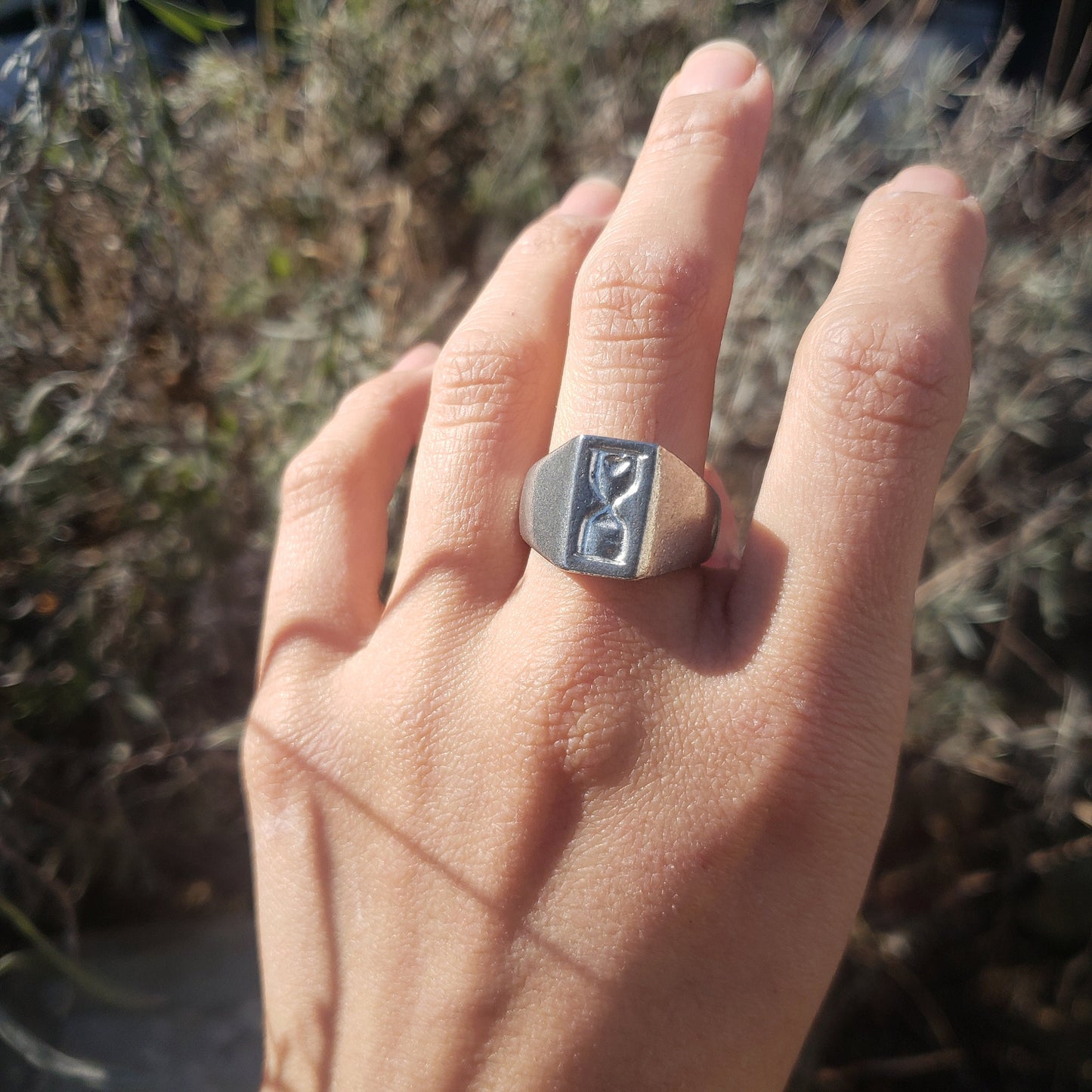 Hourglass wax seal signet ring