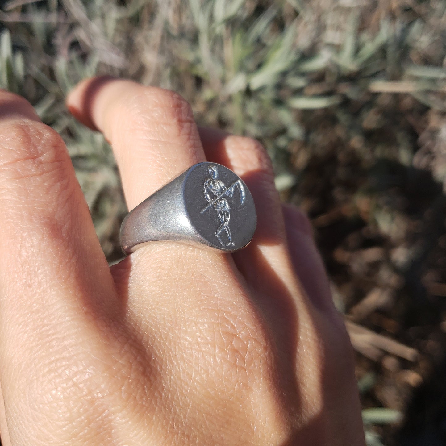 Sexy death memento mori wax seal signet ring