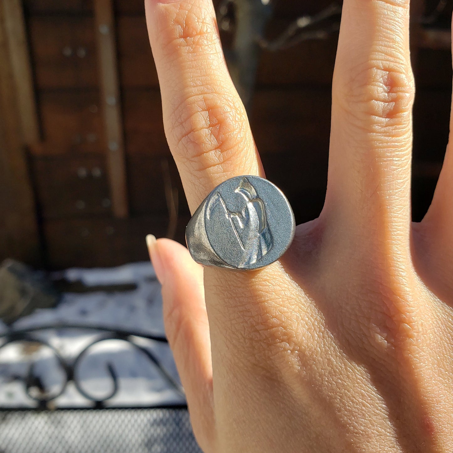 Death memento mori wax seal signet ring