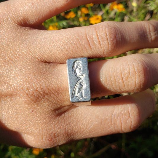 Sword maiden wax seal signet ring