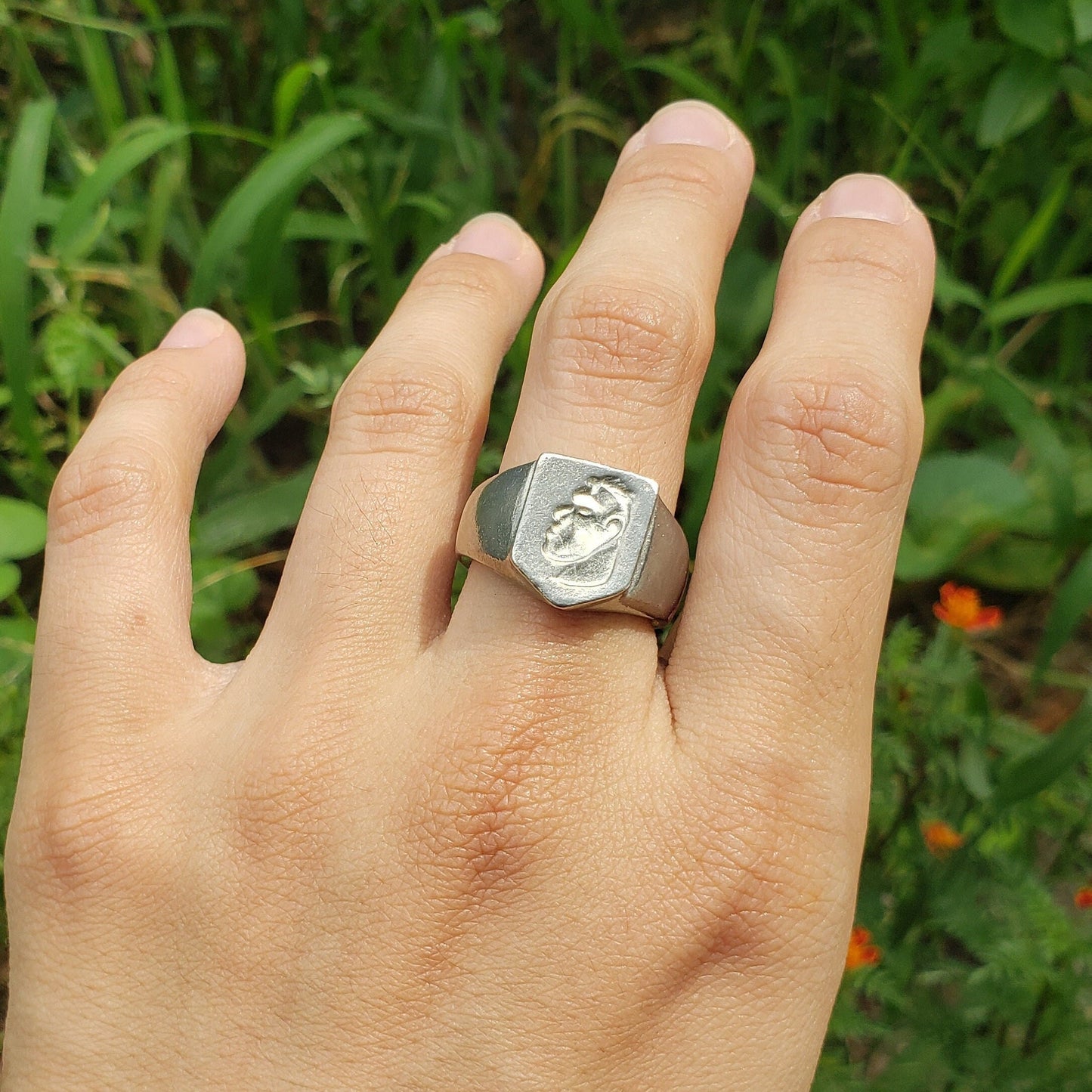 Hero profile wax seal signet ring