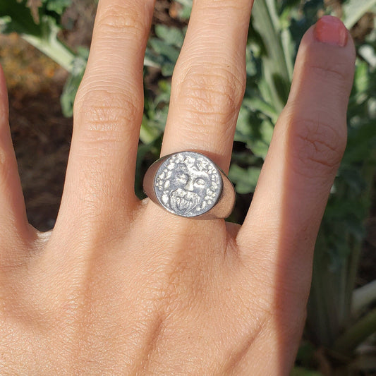 Bacchus wax seal signet ring