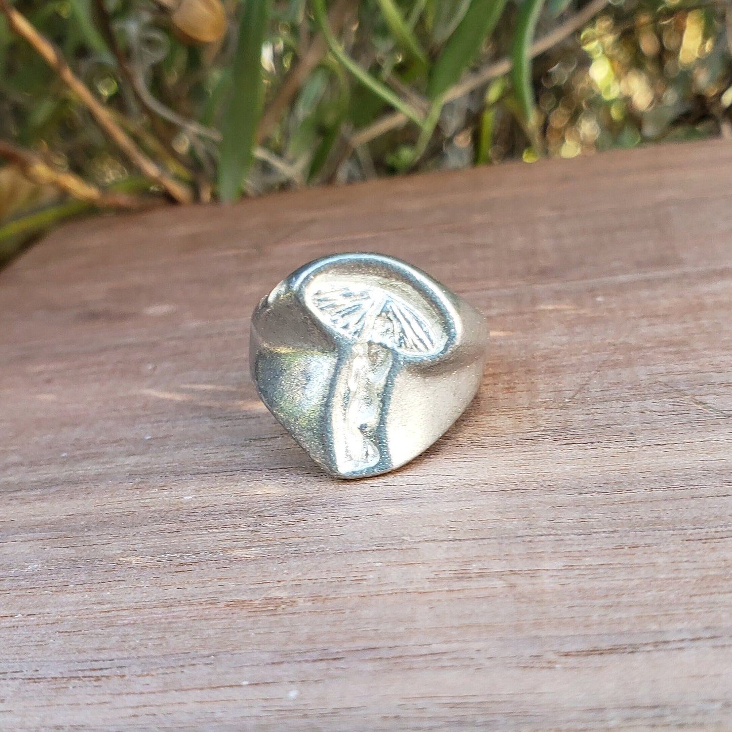 mushroom fairy wax seal signet ring