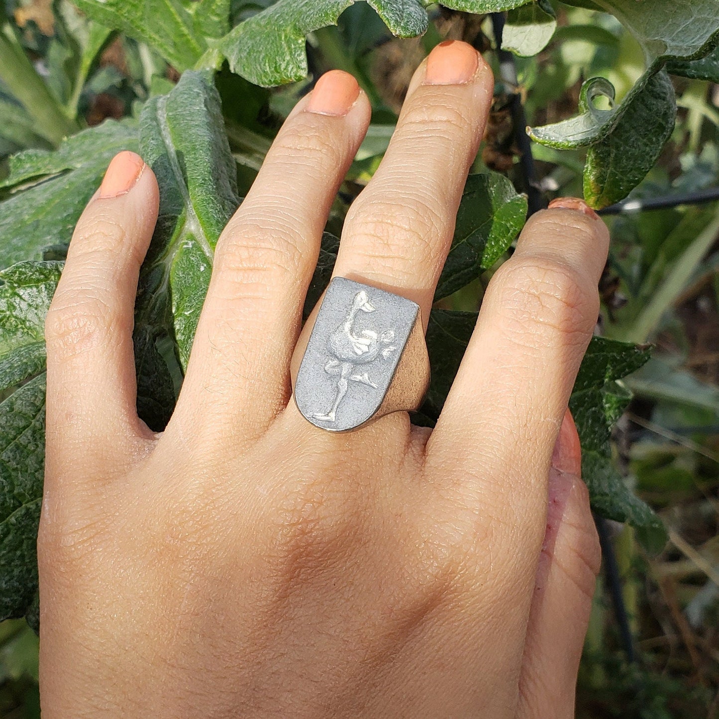 Leggy bird wax seal signet ring