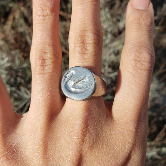 majestic swan wax seal signet ring