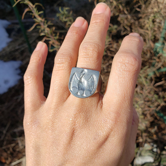 Aggro swan wax seal signet ring